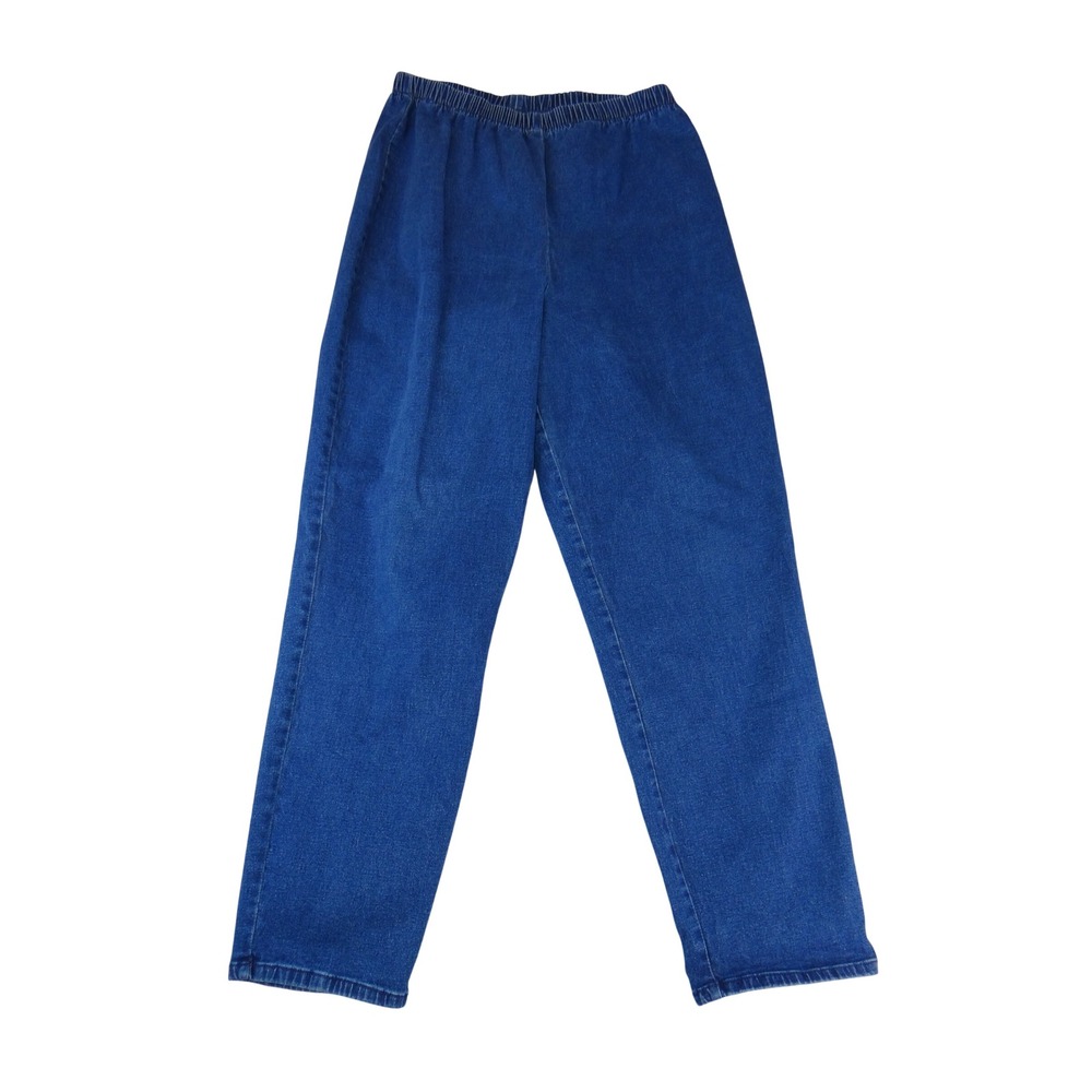 Liz & Me Womens Plus Size 16W Elastic Waist Denim Pants Blue Straight Leg C3001L